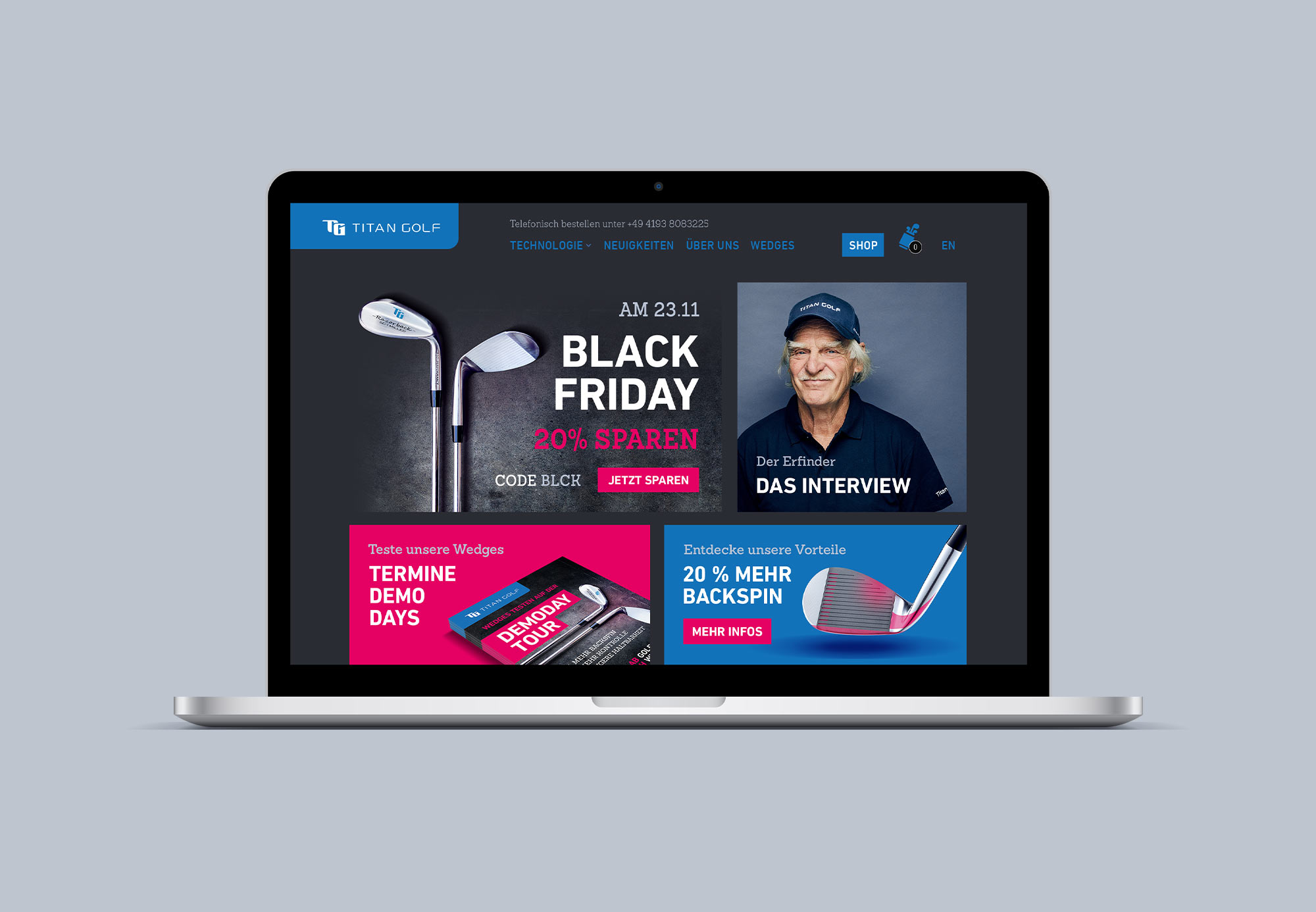 Titan Golf Webdesign Desktop
